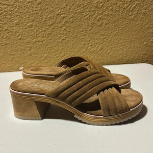 Matisse SUEDE HIPPIE 1970S STYLE PLATFORM CLOG SANDALS BEIGE TAN SIZE 9